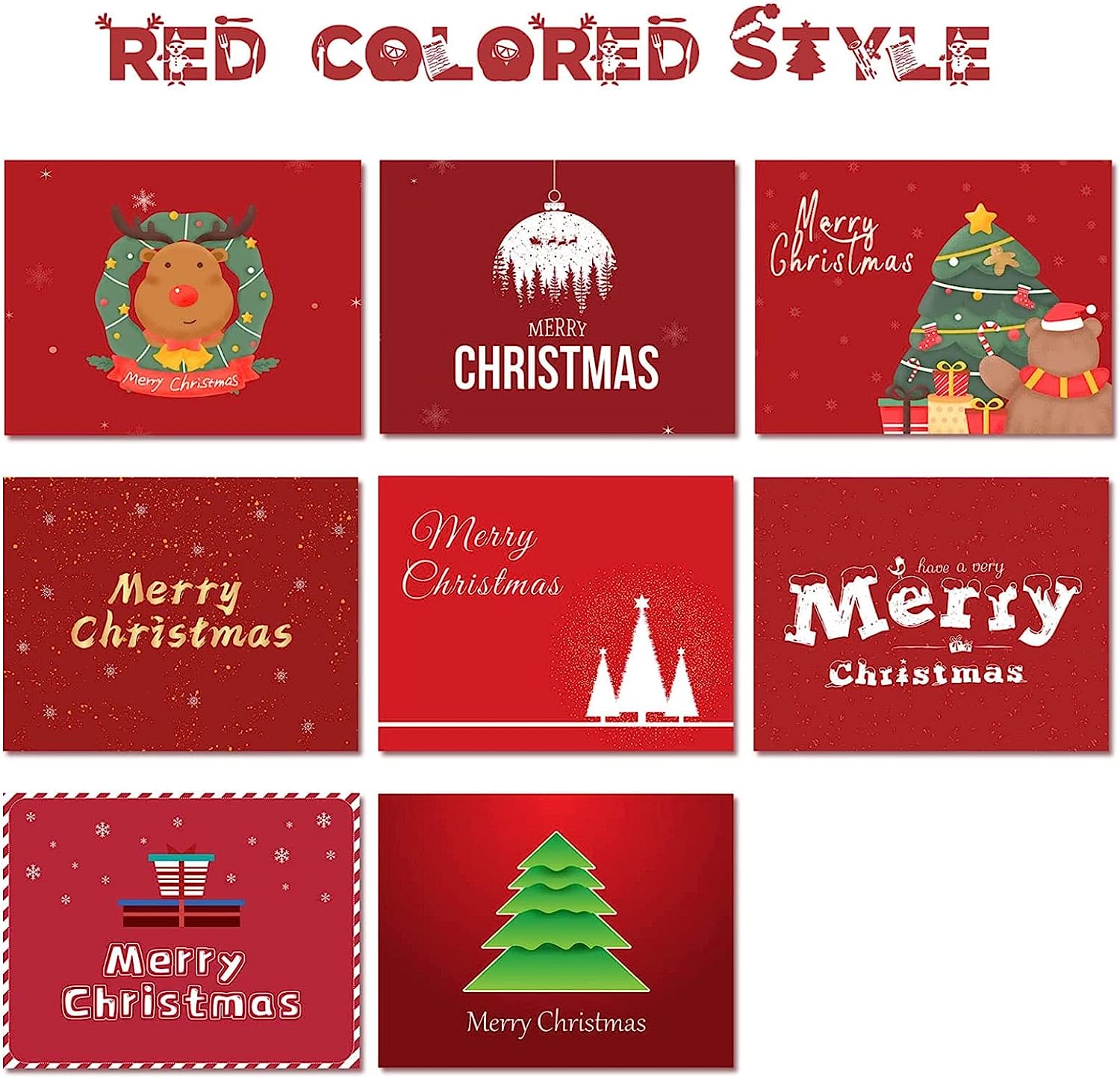 Feelfine Christmas Cards, 50 Packs Christmas Cards Boxed with Envelopes, 4.2 x 5.5 Inches Blank Greeting Cards Bulk, Modern Christmas Cards Merry Christmas (25 Funny Designs) - Image 5